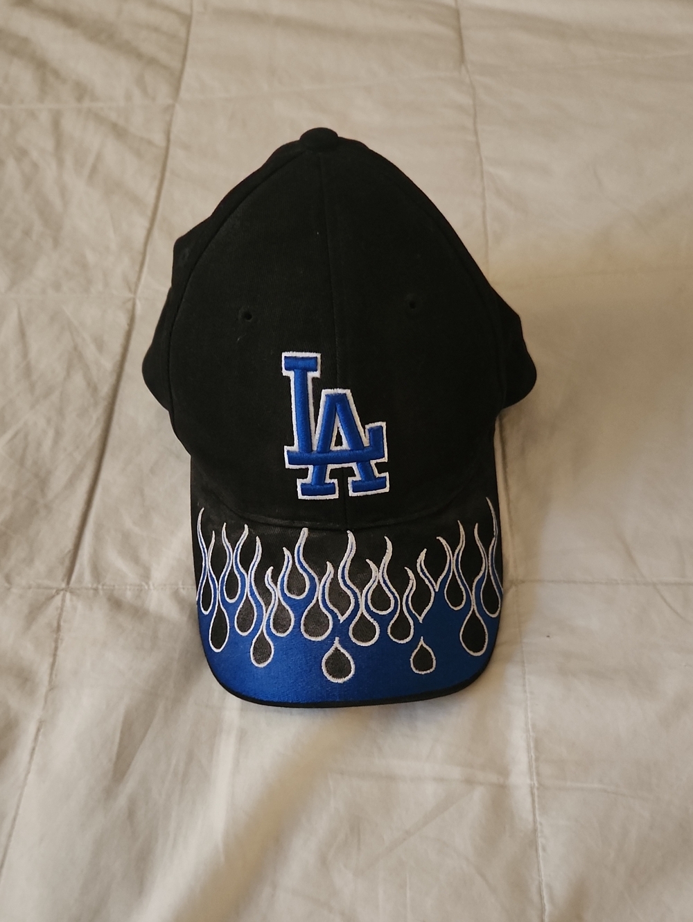 Los Angeles Dodgers Black & Blue Flame Cap Vintage